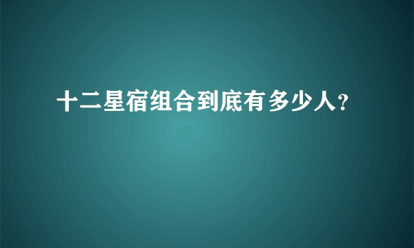 十二星宿组合到底有多少人？
