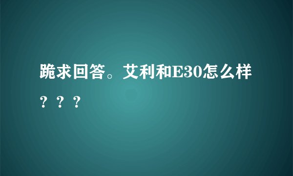 跪求回答。艾利和E30怎么样？？？