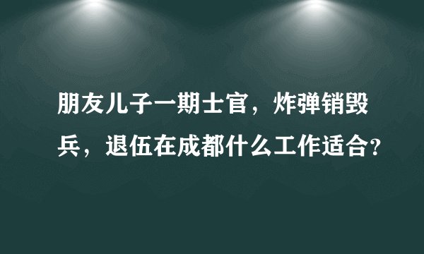 朋友儿子一期士官，炸弹销毁兵，退伍在成都什么工作适合？