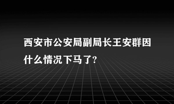 西安市公安局副局长王安群因什么情况下马了?