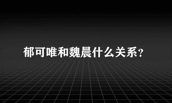 郁可唯和魏晨什么关系？
