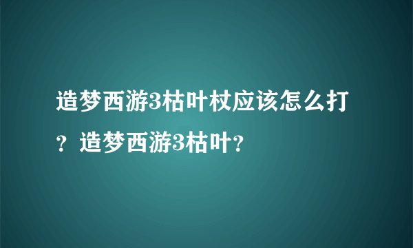 造梦西游3枯叶杖应该怎么打？造梦西游3枯叶？