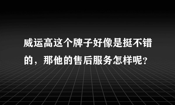 威运高这个牌子好像是挺不错的，那他的售后服务怎样呢？