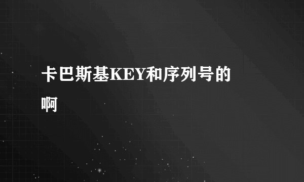 卡巴斯基KEY和序列号的問題啊