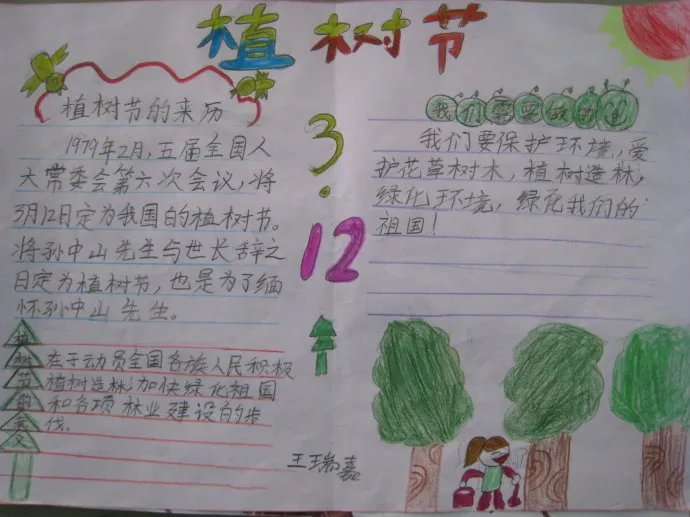 植树节手抄报简单字少