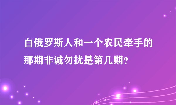 白俄罗斯人和一个农民牵手的那期非诚勿扰是第几期？