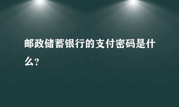 邮政储蓄银行的支付密码是什么？