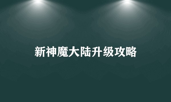 新神魔大陆升级攻略