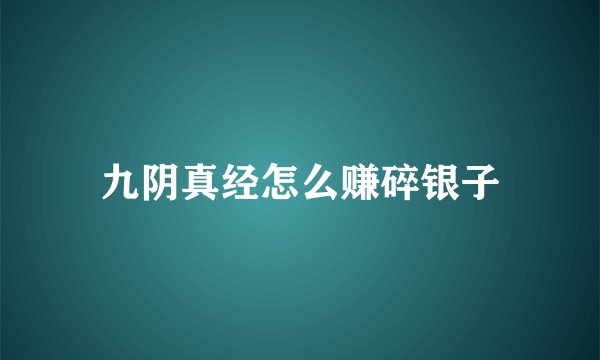 九阴真经怎么赚碎银子