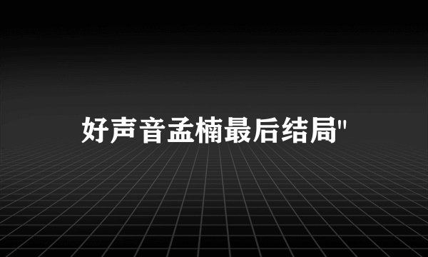 好声音孟楠最后结局