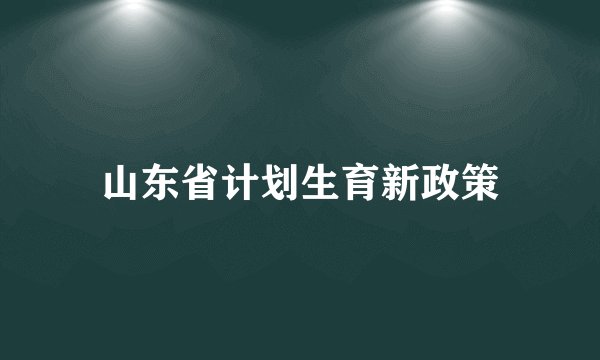 山东省计划生育新政策