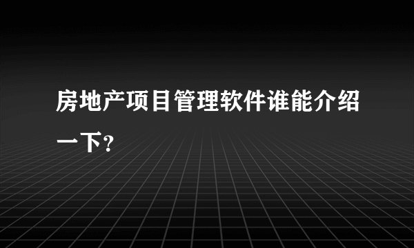 房地产项目管理软件谁能介绍一下？
