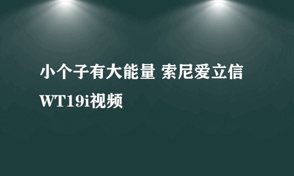 小个子有大能量 索尼爱立信WT19i视频