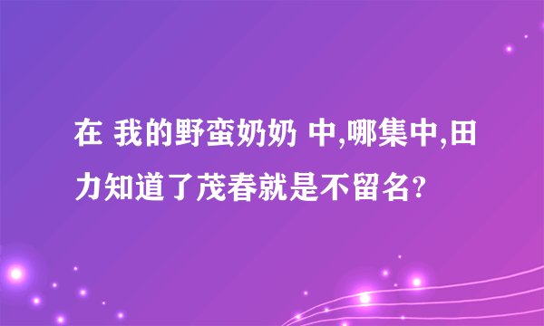 在 我的野蛮奶奶 中,哪集中,田力知道了茂春就是不留名?