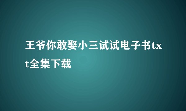 王爷你敢娶小三试试电子书txt全集下载