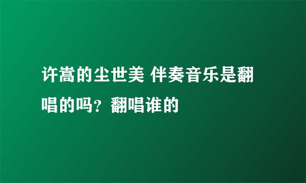 许嵩的尘世美 伴奏音乐是翻唱的吗？翻唱谁的