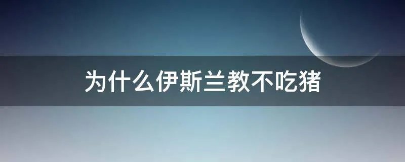 为什么伊斯兰教不吃猪
