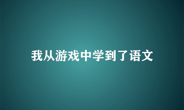 我从游戏中学到了语文