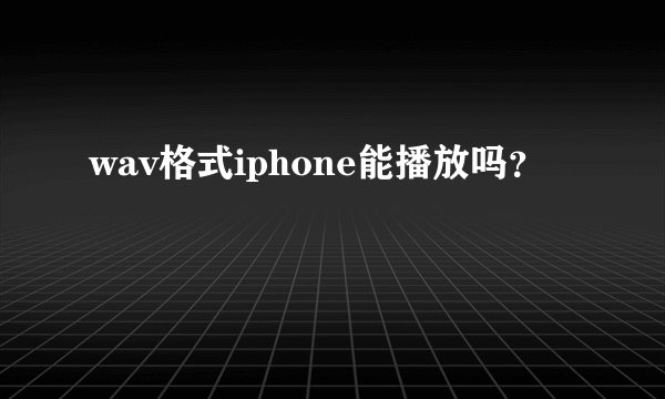 wav格式iphone能播放吗？