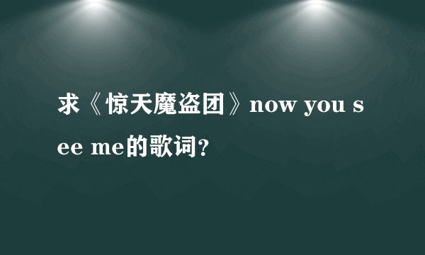 求《惊天魔盗团》now you see me的歌词？