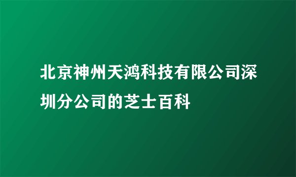 北京神州天鸿科技有限公司深圳分公司的芝士百科