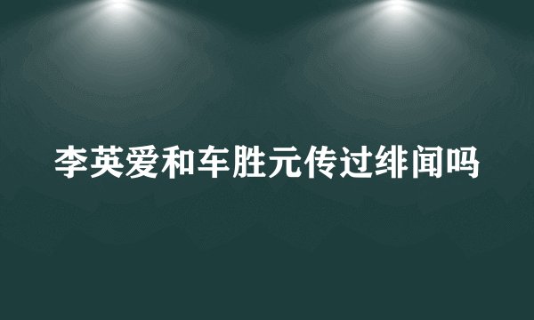 李英爱和车胜元传过绯闻吗