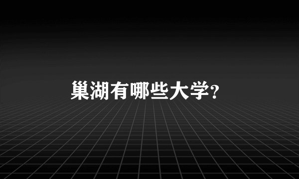 巢湖有哪些大学？