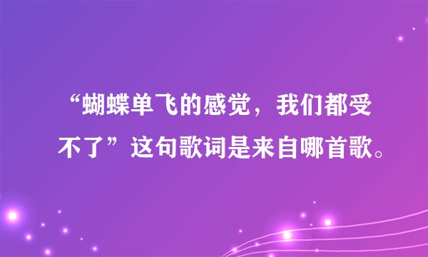 “蝴蝶单飞的感觉,我们都受不了”这句歌词是来自哪首歌。