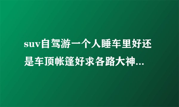 suv自驾游一个人睡车里好还是车顶帐篷好求各路大神指点一下