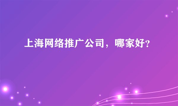 上海网络推广公司，哪家好？