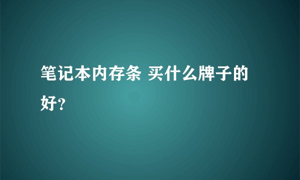 笔记本内存条 买什么牌子的好？