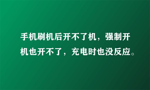 手机刷机后开不了机，强制开机也开不了，充电时也没反应。