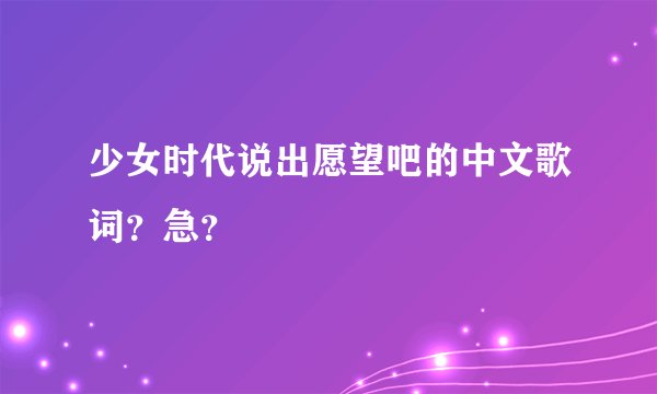 少女时代说出愿望吧的中文歌词？急？