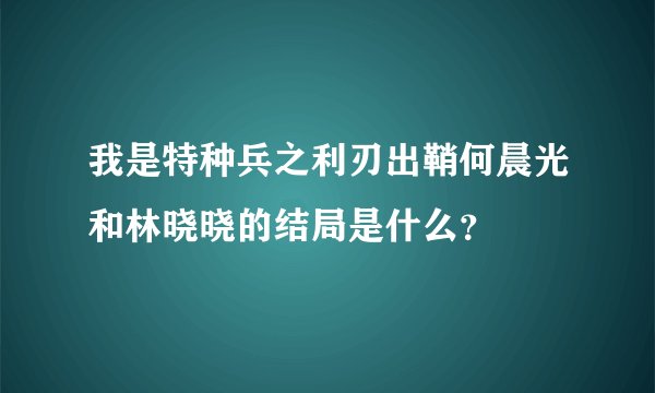 我是特种兵之利刃出鞘何晨光和林晓晓的结局是什么？