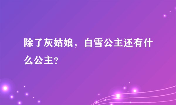 除了灰姑娘，白雪公主还有什么公主？