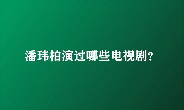 潘玮柏演过哪些电视剧？