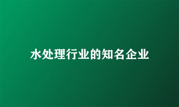 水处理行业的知名企业