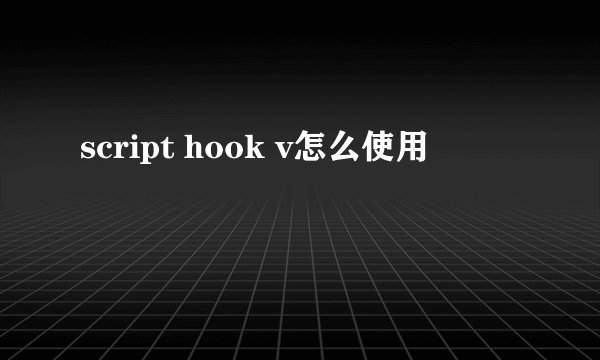 script hook v怎么使用