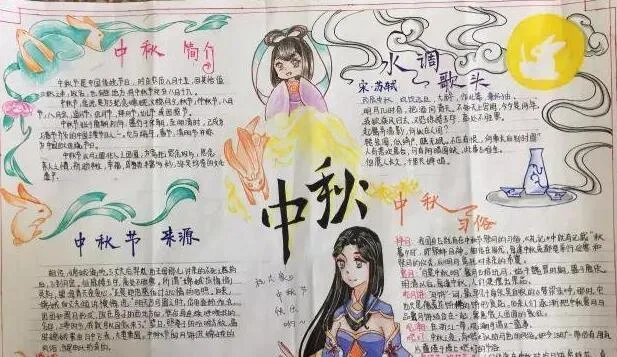 小学生中秋节手抄简单又漂亮图片