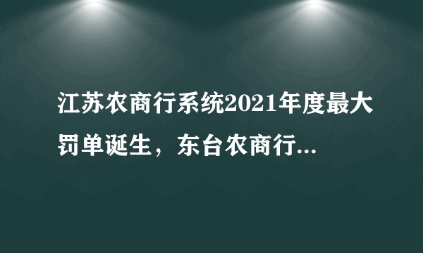 江苏农商行系统2021年度最大罚单诞生,东台农商行被罚140万