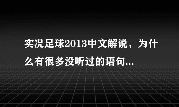 实况足球2013中文解说，为什么有很多没听过的语句，有时候就会说没听过的话，玩好几百把了