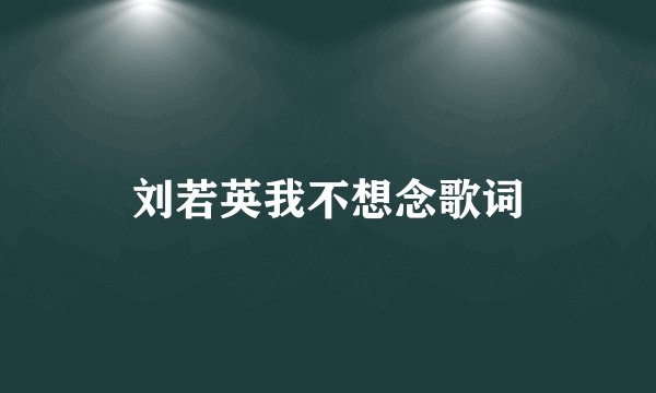 刘若英我不想念歌词