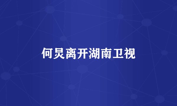 何炅离开湖南卫视