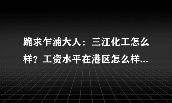 跪求乍浦大人：三江化工怎么样？工资水平在港区怎么样？待遇还有员工之间关系？在里面做仪表有没有前途？