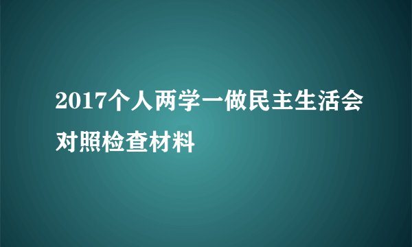 2017个人两学一做民主生活会对照检查材料