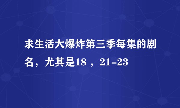 求生活大爆炸第三季每集的剧名，尤其是18 ，21-23