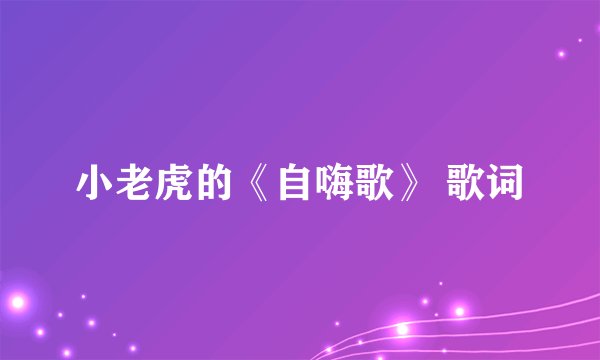 小老虎的《自嗨歌》 歌词