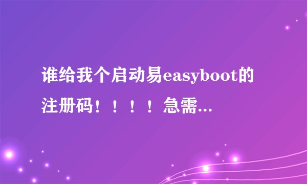 谁给我个启动易easyboot的注册码！！！！急需啊！！！！！！！！