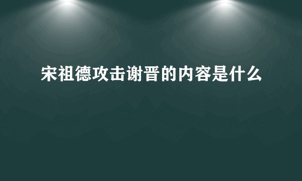 宋祖德攻击谢晋的内容是什么
