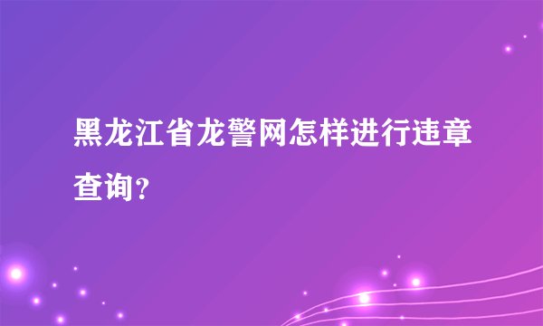 黑龙江省龙警网怎样进行违章查询？